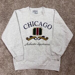 VTG 90s Chicago Authentic Sportswear Crest Sweatshirt Mens L Gray Genuln Crew